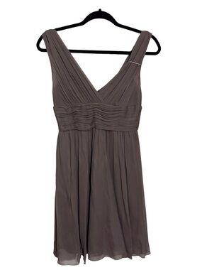 J. Crew NWT Size 2 Petite Gray Ava Silk Chiffon Dress Wedding Formal Sleeveless